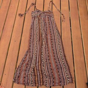 Elegant Striped Maxi SunDress in Earth Tones